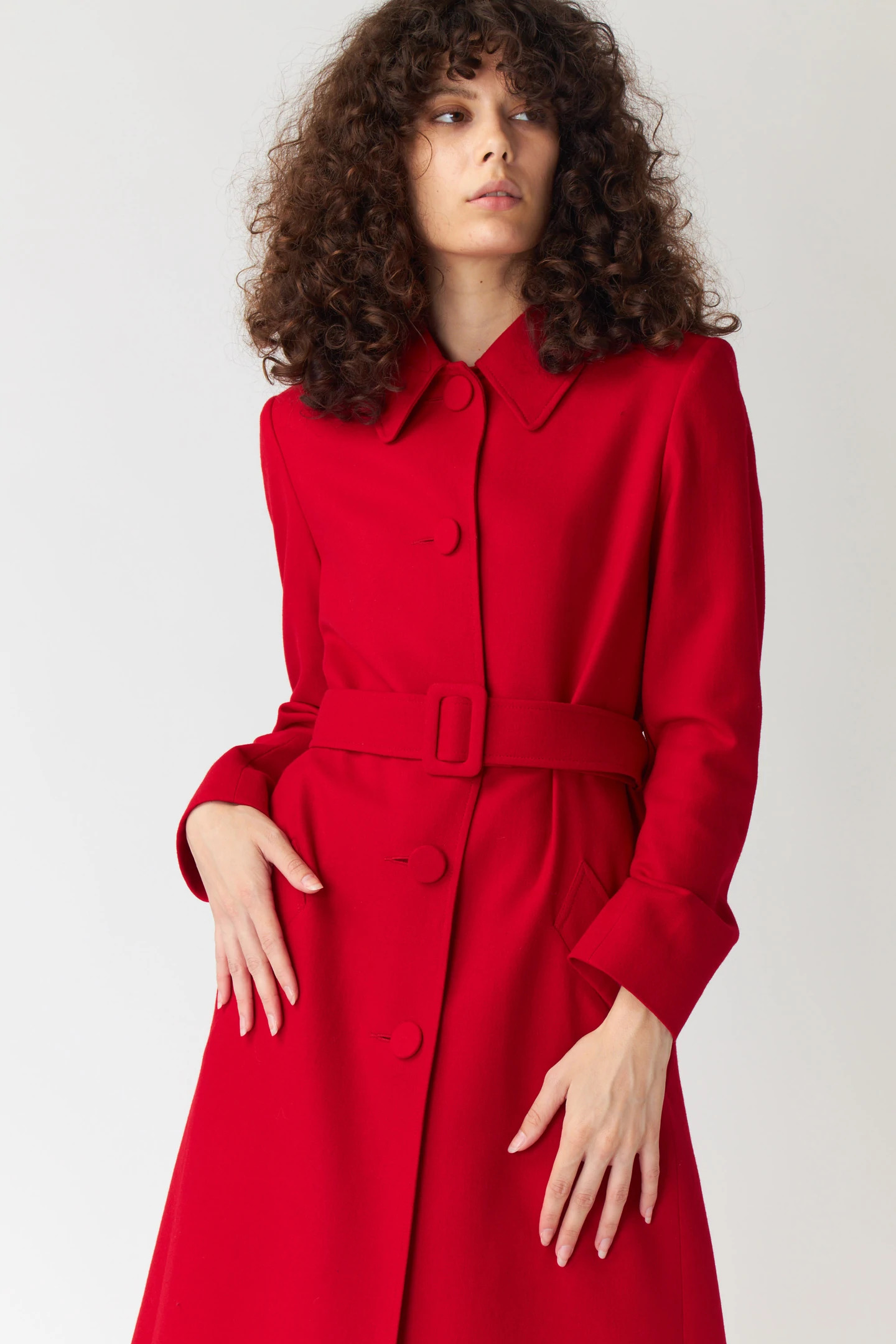 Red Belted Wrap Wool Winter Coat | Anastasia Fashions | SilkFred US